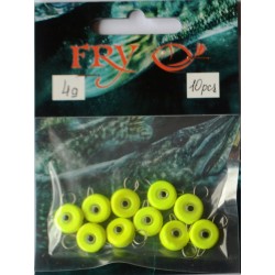 Грузило вухатий рибальський, таблетка (ексцентрик) колір Silvereyes Лайм, 10шт в уп., вага 4г